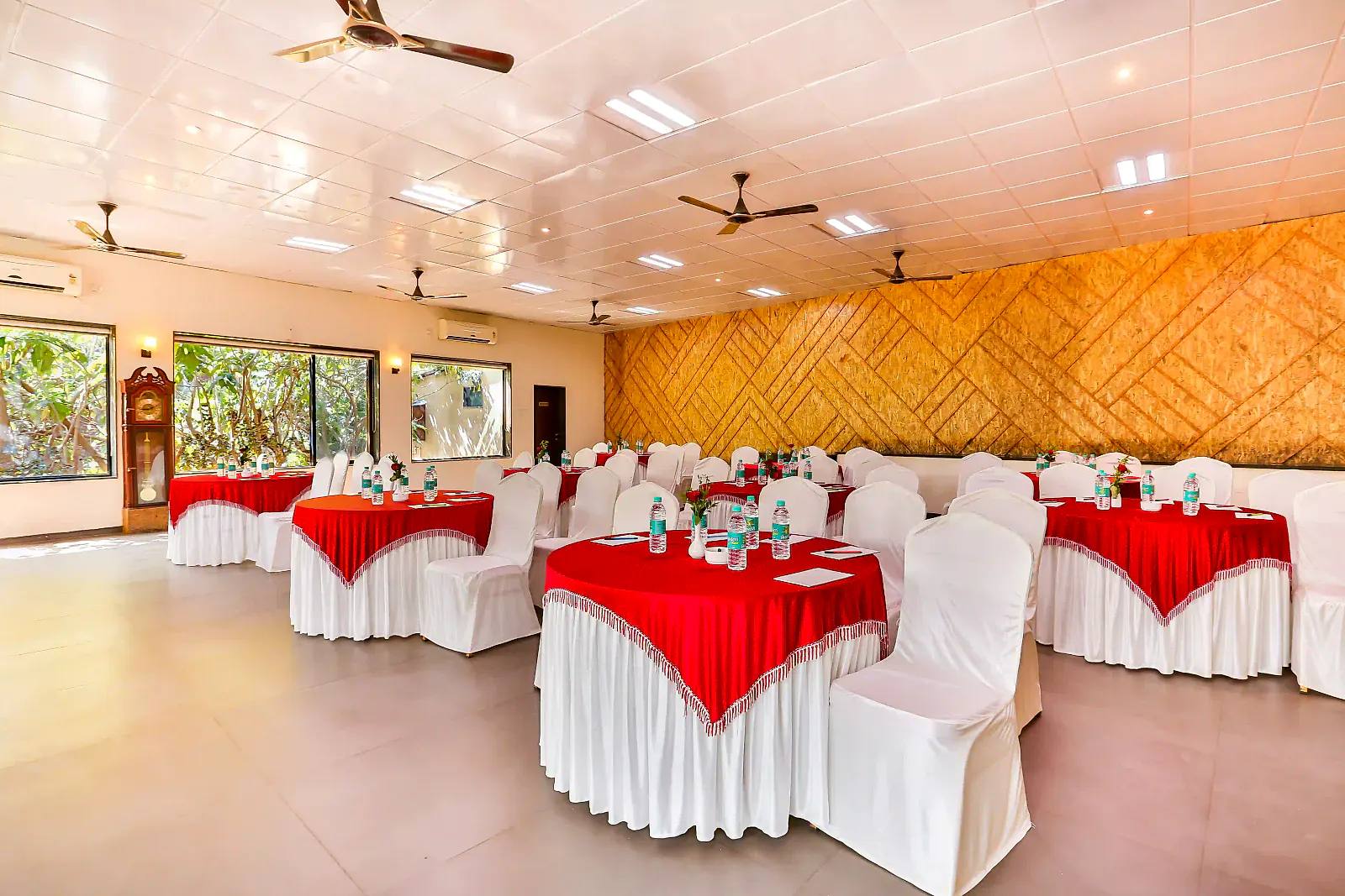 The indoor hall dressed for a function